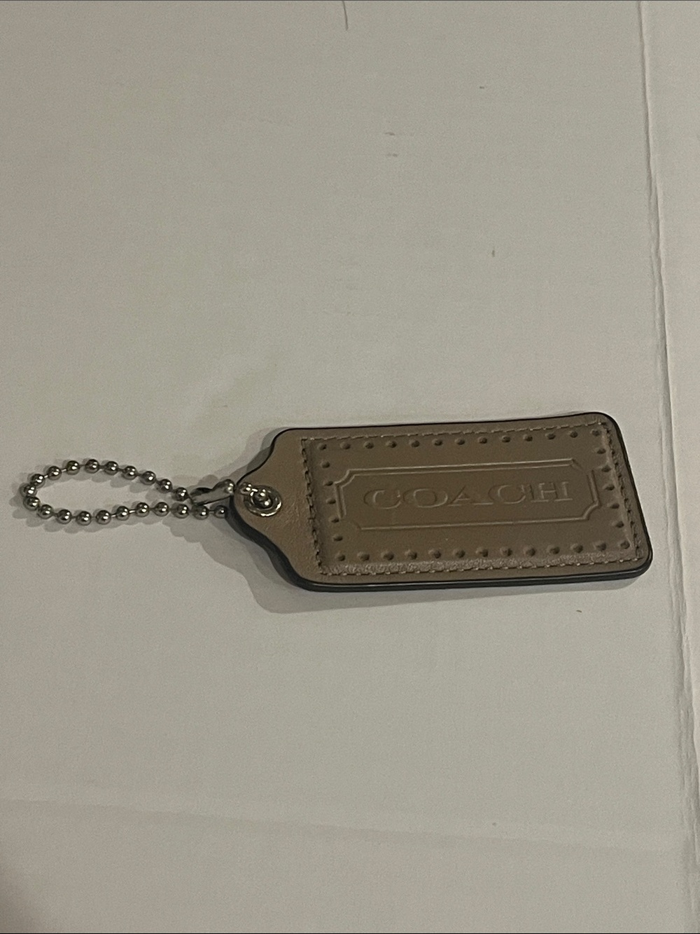 Coach New York Hang Tag tan leather Key FOB vintage